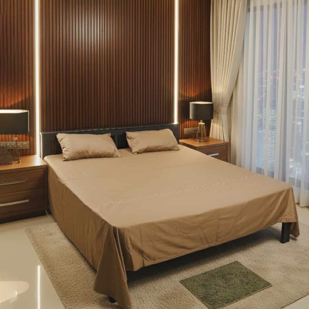Mocha Leaf Subtle Embroidered Bedding Set