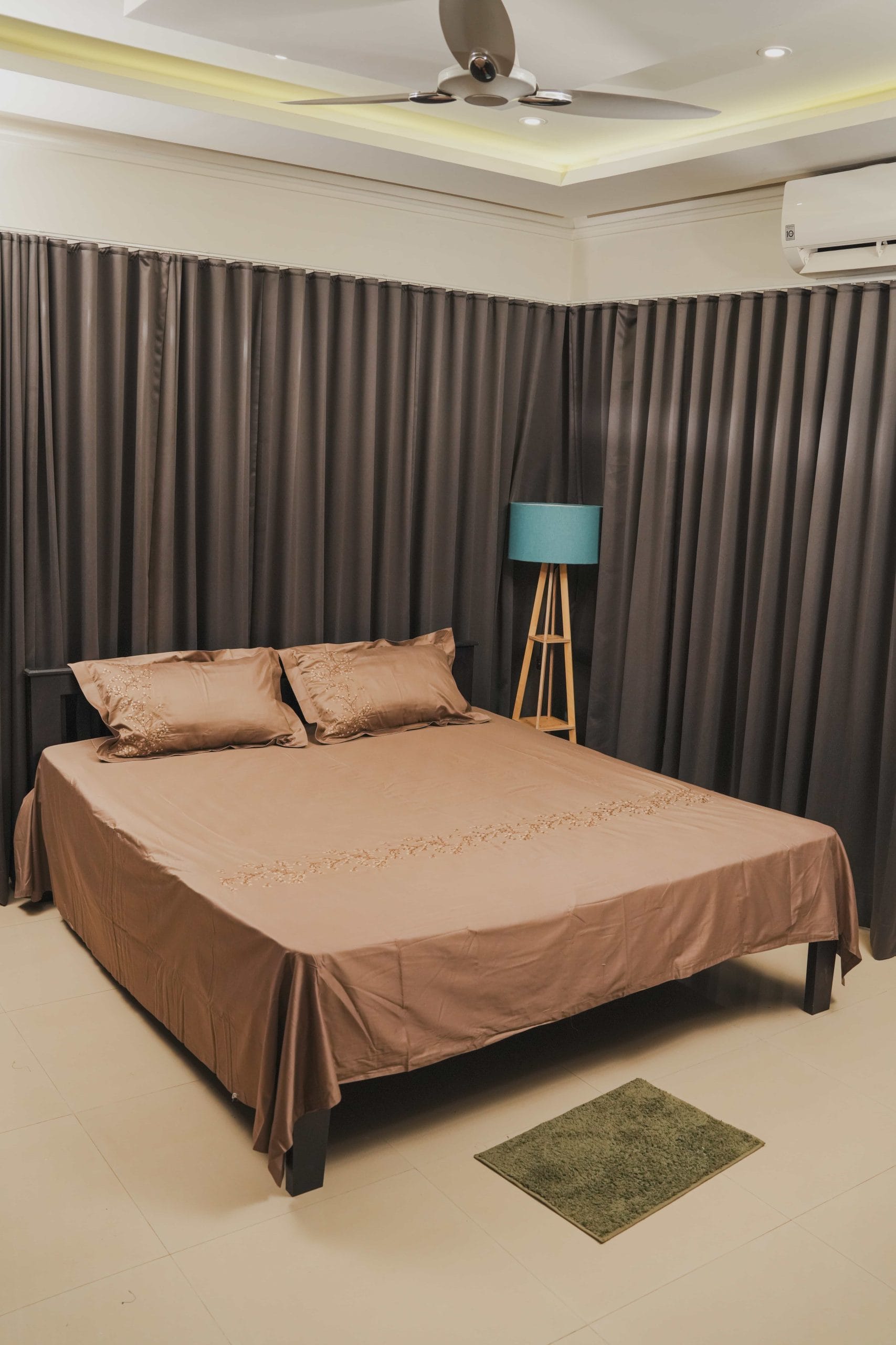 Mocha Blossom Golden Embroidered Bedding Set