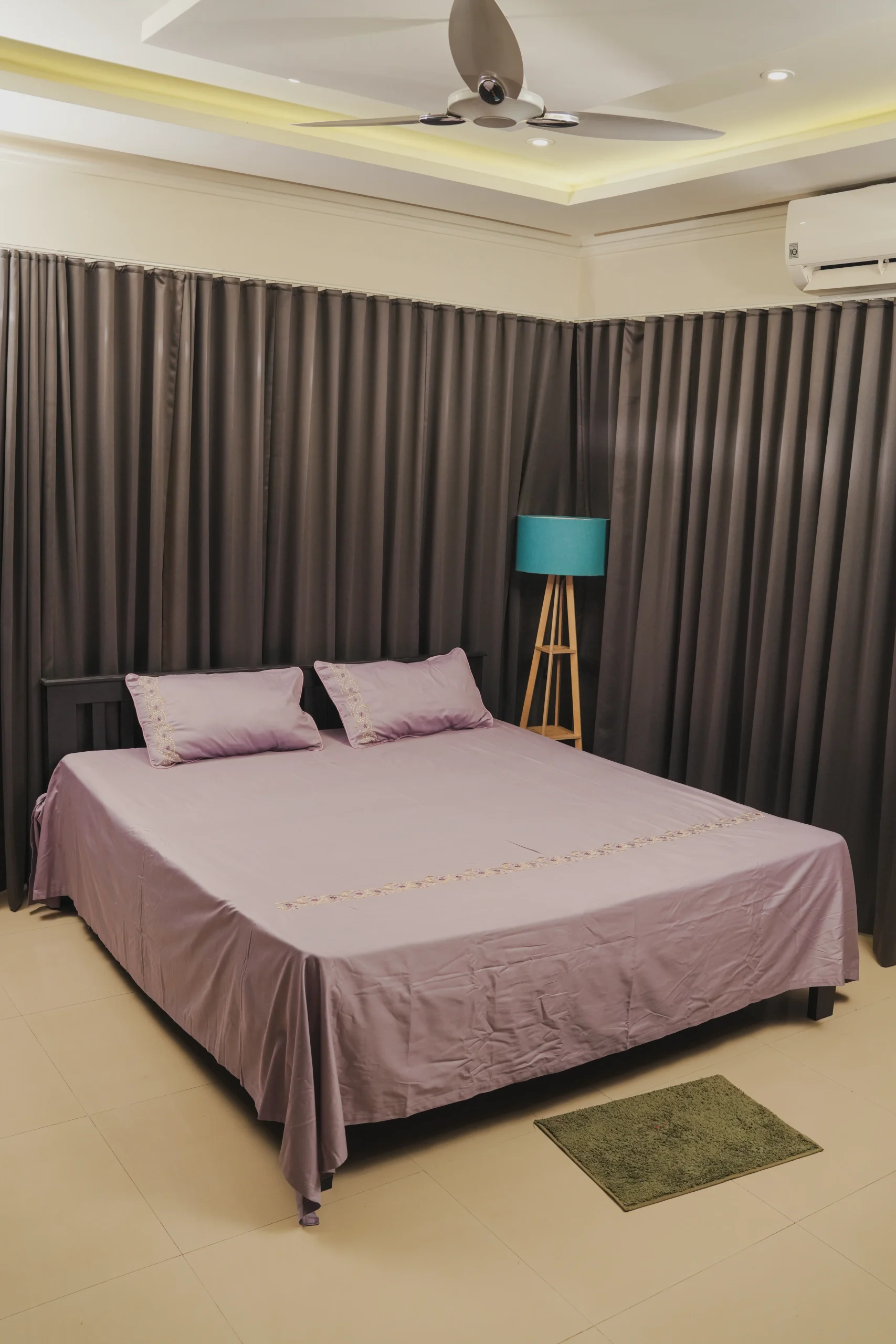 Twilight Mauve Subtle Floral Embroidered Bedding Set