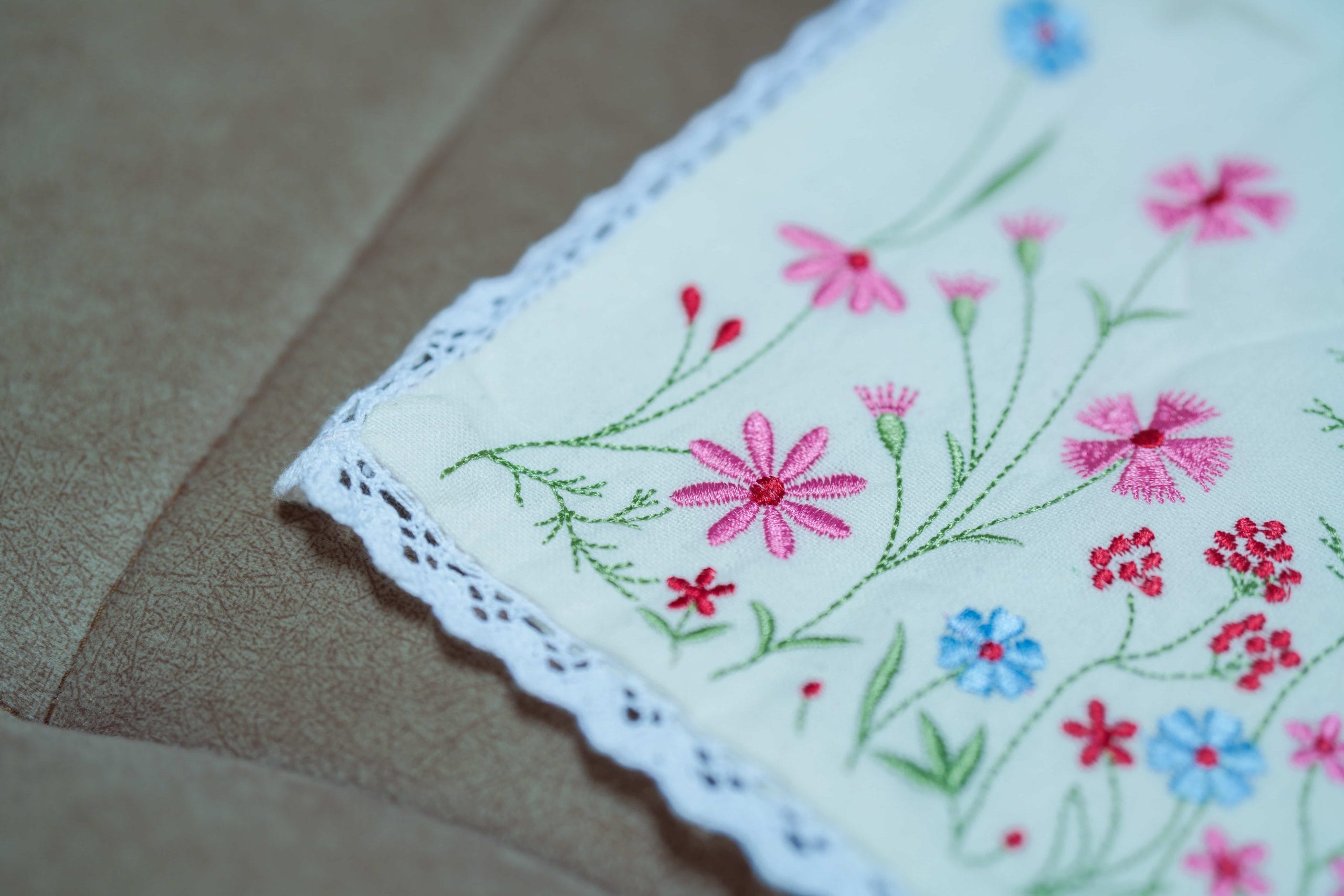 Rosette Bloom Cream Floral Lace-Trim Cushion